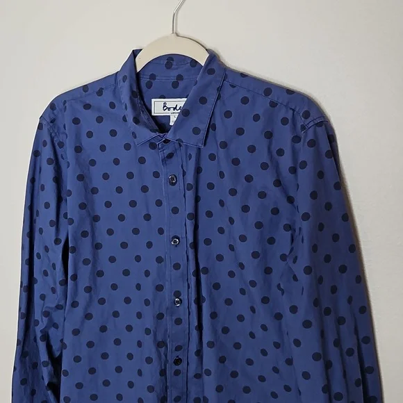 Boden Men's Blue Polka Dot Cotton Button Down Shirt Size Large - Picture 2 of 9